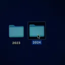 A 2023 folder and a 2024 folder, and 2024 folder about to be opened