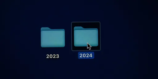 A 2023 folder and a 2024 folder, and 2024 folder about to be opened